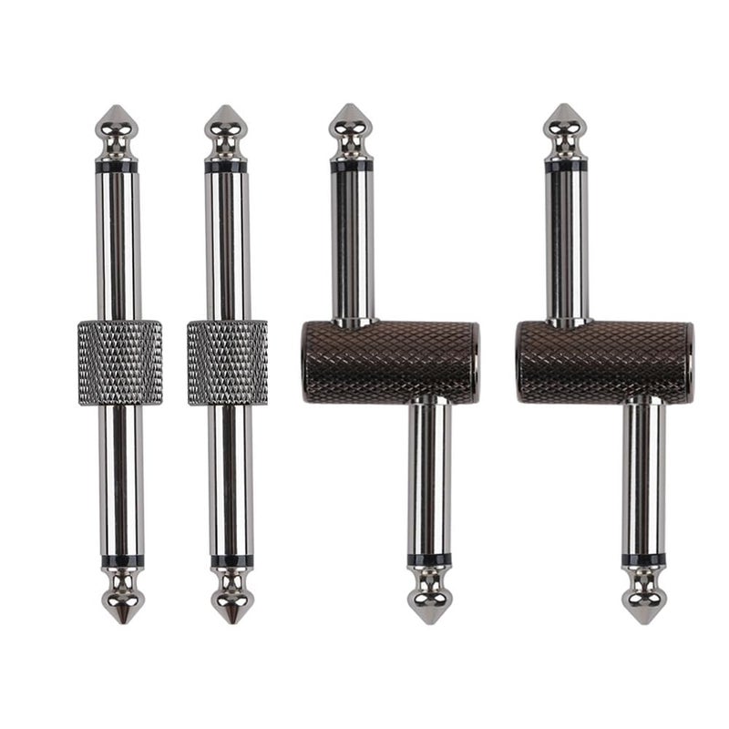Rayzm Guitar Pedal Patch Connector, 6.35mm (1/4") Effect Pedal to Pedal Coupler, Male to Male Plug Adaptor for Guitar Pedalboard Instead of Patch Cable, Pack of 4 (2 Straight & 2 Z Type) - Image 1